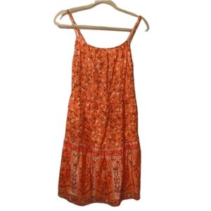 Zesica Floral Boho Orange Dress  Size Small